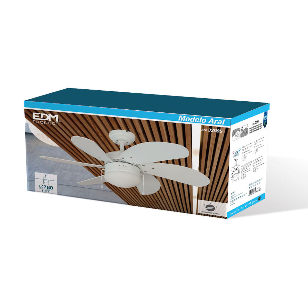 Takfläkt med belysning EDM 33985 Aral Vit 50 W - 8