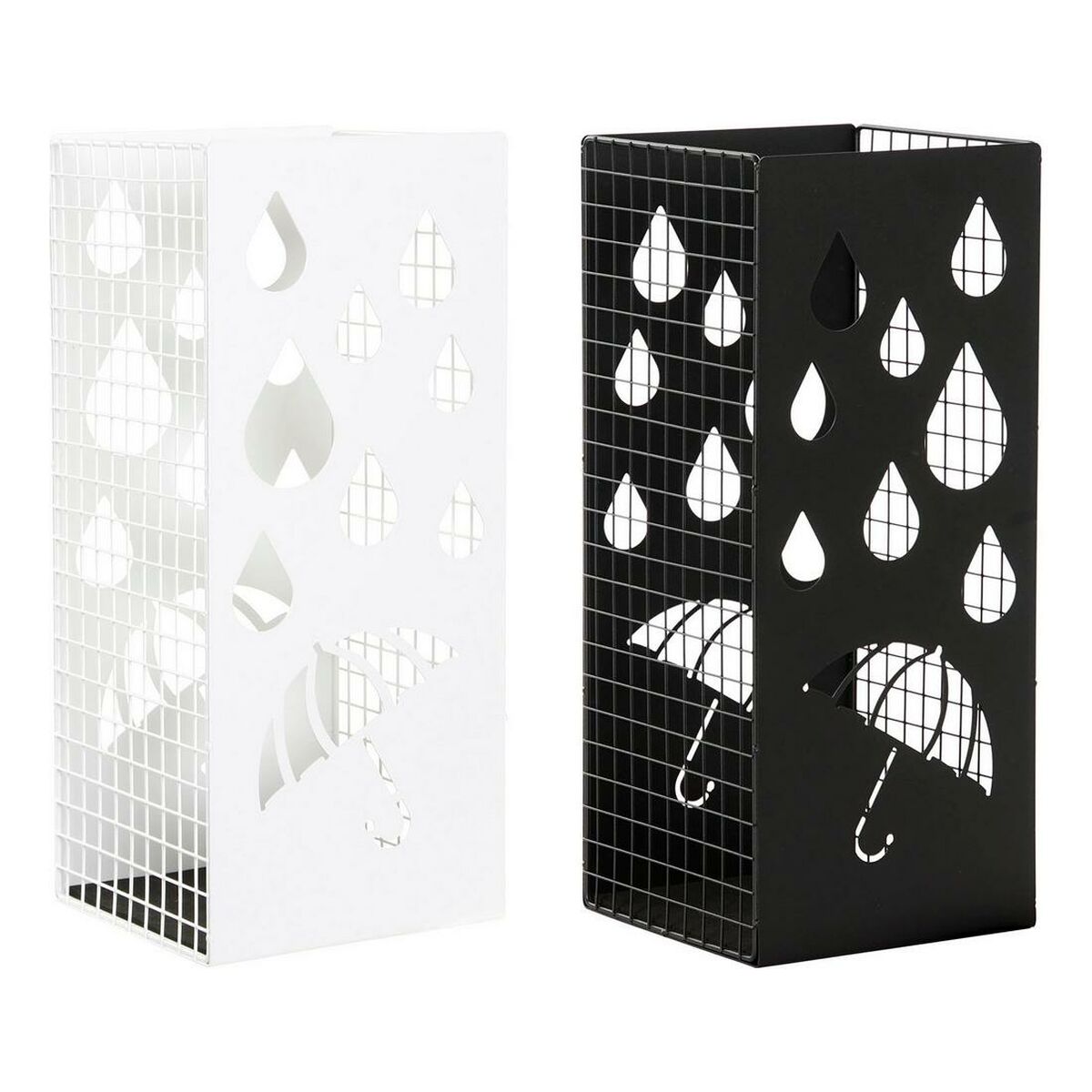Paraplyställ DKD Home Decor Svart Metall Vit (19.5 x 20 x 47.5 cm) (2 pcs)