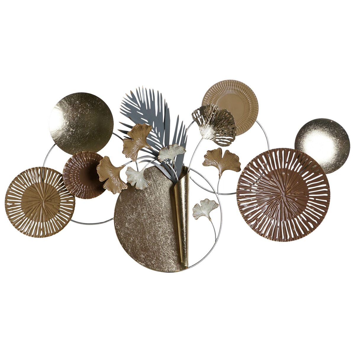 Prydnadsfigur DKD Home Decor 90 x 8,3 x 49 cm Grå Gyllene Koppar Cirklar - 3