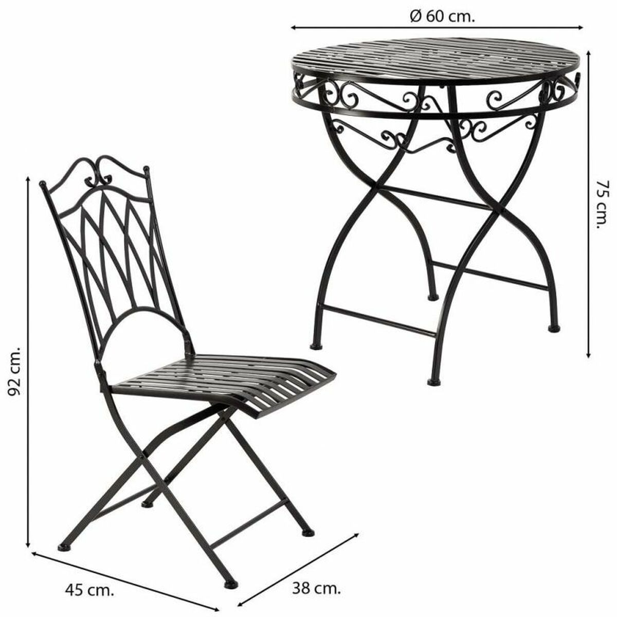 Bordsgrupp med 2 stolar Alexandra House Living Svart 60 x 75 x 60 cm - 3