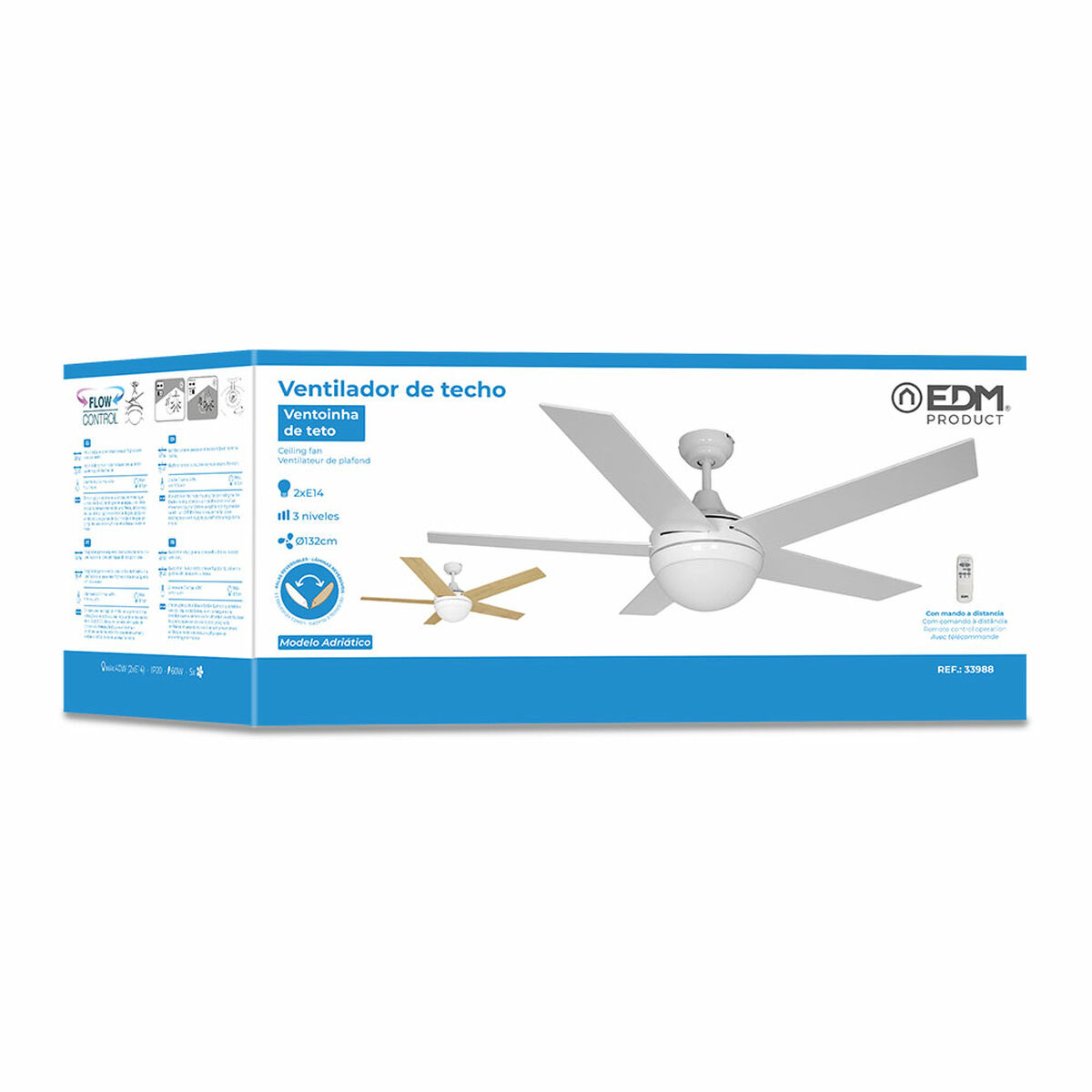 Takfläkt med belysning EDM 33988 Adriatico Vit 60 W - 8