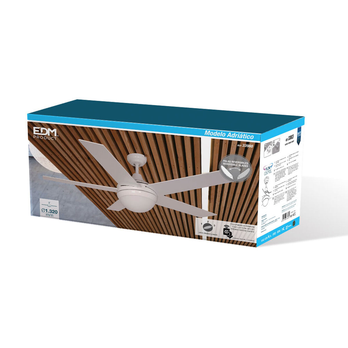 Takfläkt med belysning EDM 33988 Adriatico Vit 60 W - 7