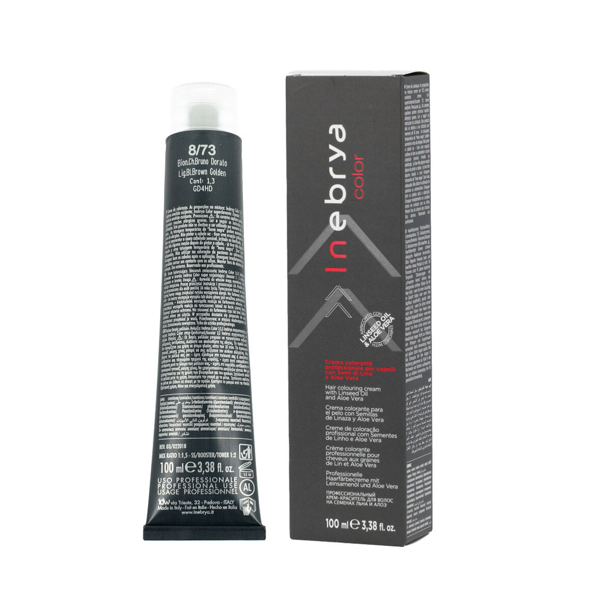 Permanent färg Inebrya Nº 8/73 Light Blonde Brown Golden 100 ml