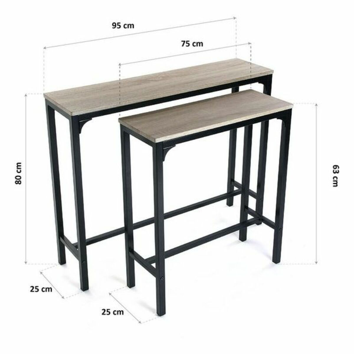 2-bordsset Versa Metall (25 x 80 x 95 cm) (63 x 25 x75 cm) - 4