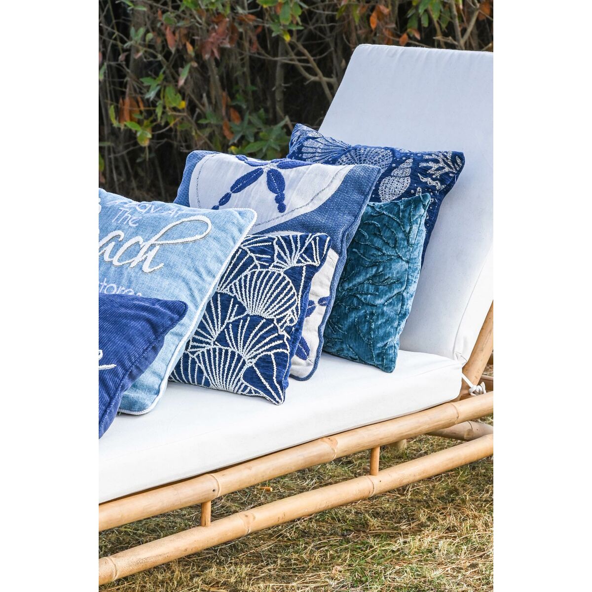Kudde Home ESPRIT Silvrig Marinblå Medelhavs 60 x 10 x 35 cm - 6