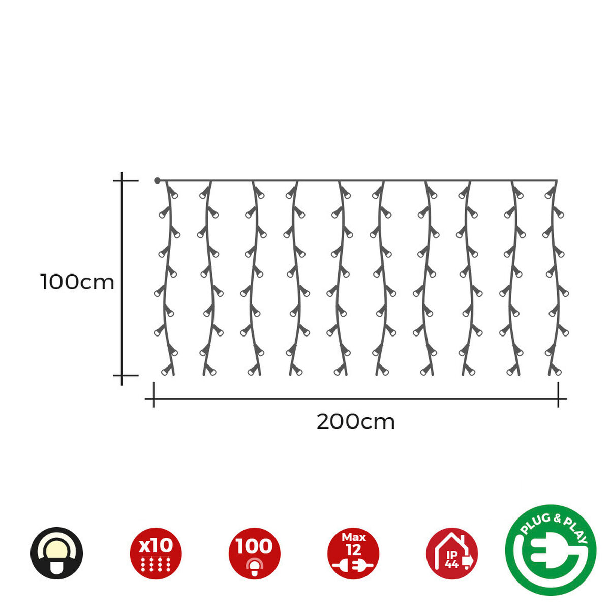 Gardinbelysning med LED EDM 71481 Easy-Connect 1,8 W Varmt ljus Varmvit 2 x 1 m Vit Programmerbar - 4
