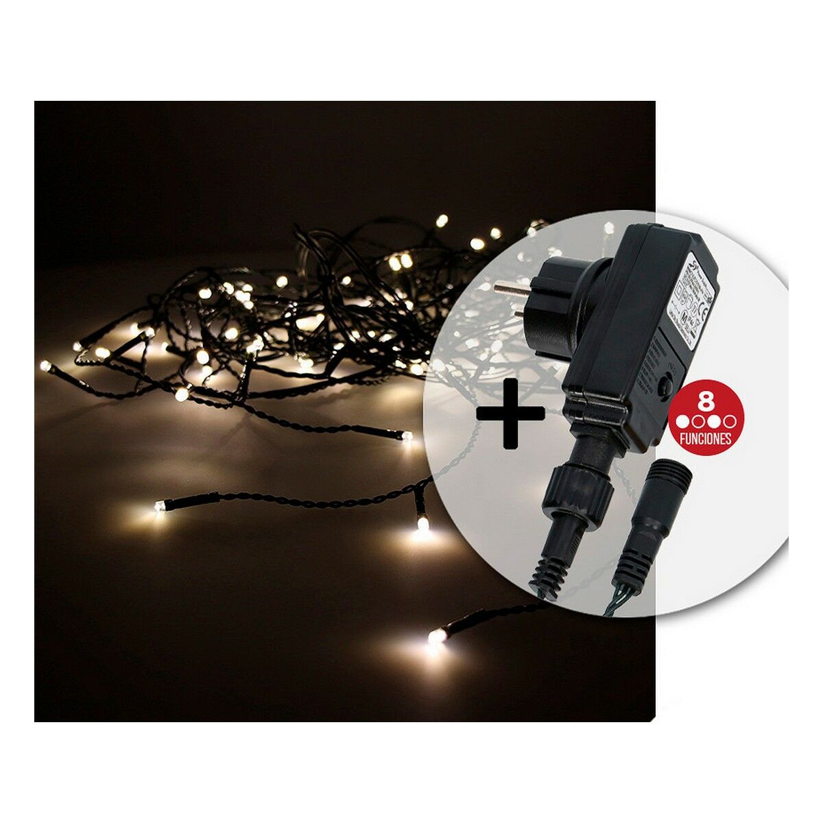 Gardinbelysning med LED EDM 71481 Easy-Connect 1,8 W Varmt ljus Varmvit 2 x 1 m Vit Programmerbar