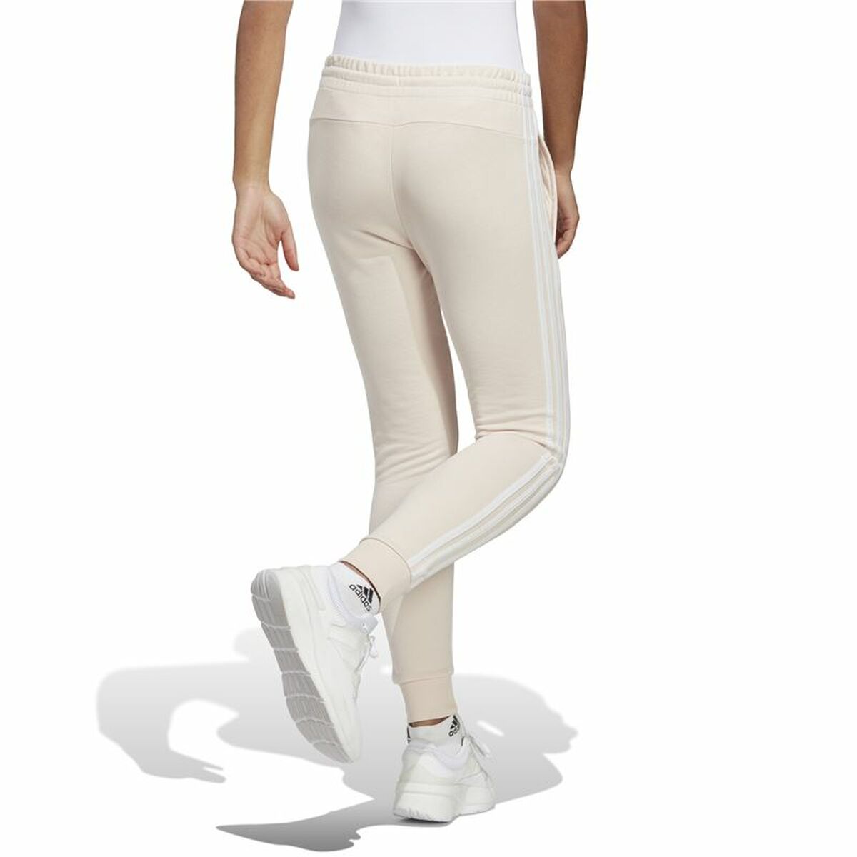 Långa träningsbyxor Adidas Essentials 3 Stripes Beige Kvinna - 3