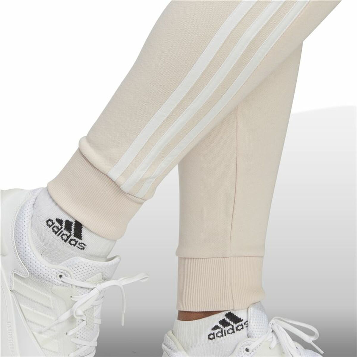Långa träningsbyxor Adidas Essentials 3 Stripes Beige Kvinna - 6