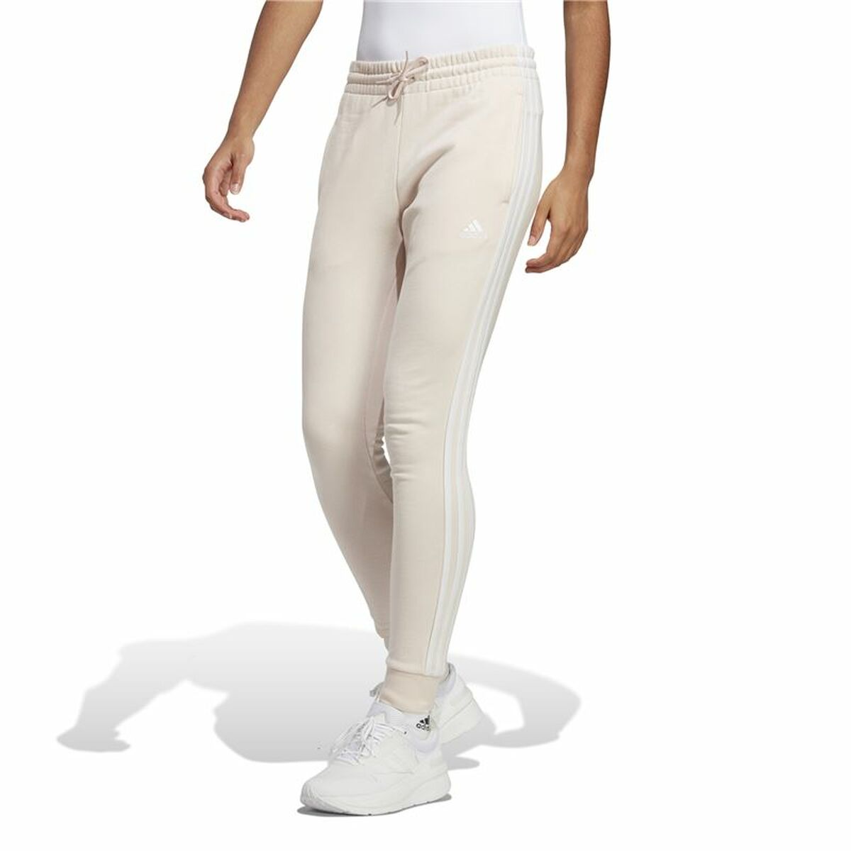 Långa träningsbyxor Adidas Essentials 3 Stripes Beige Kvinna - 2