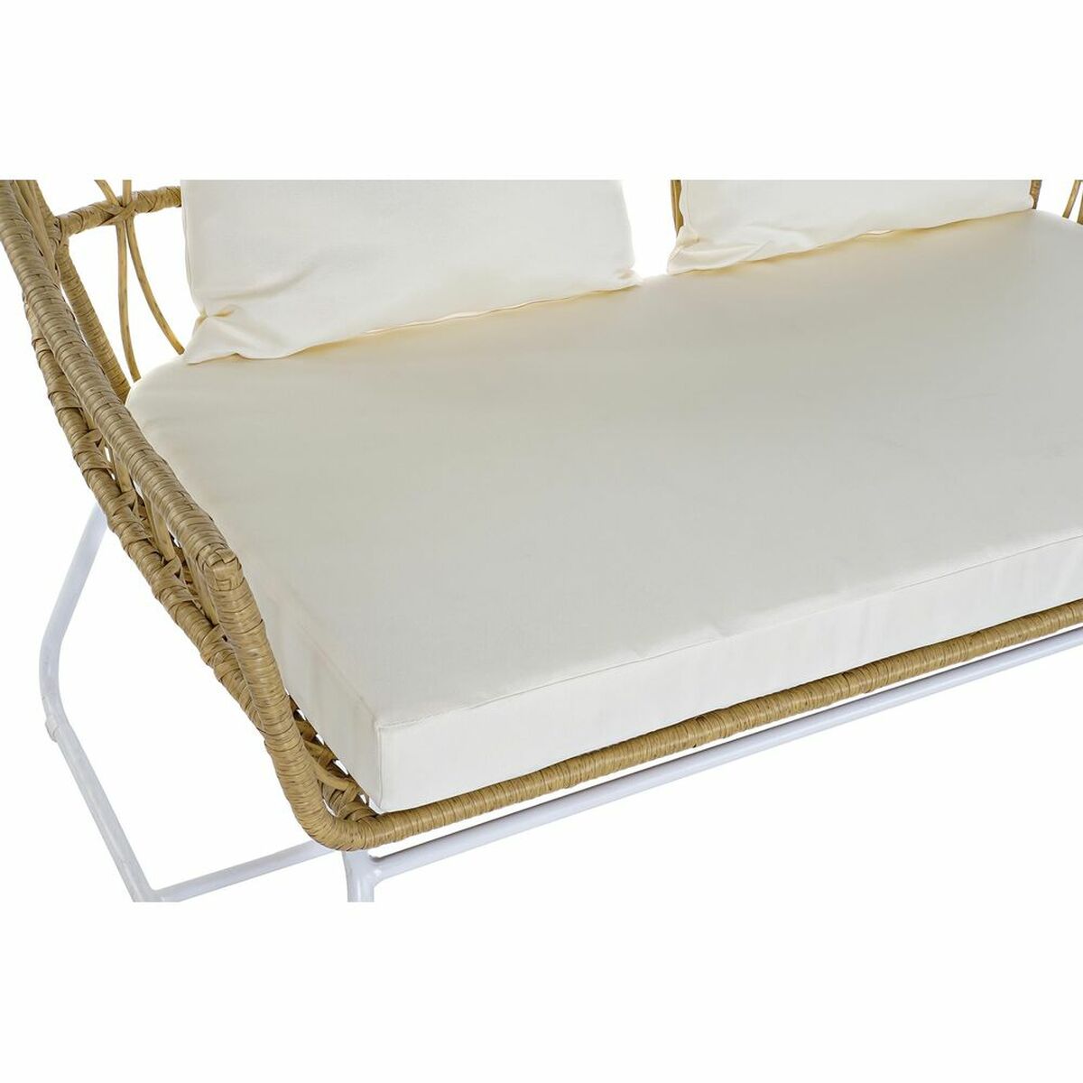 Trädgårdssoffa DKD Home Decor Vit Metall syntetisk rattan (132 x 58 x 80 cm) - 2