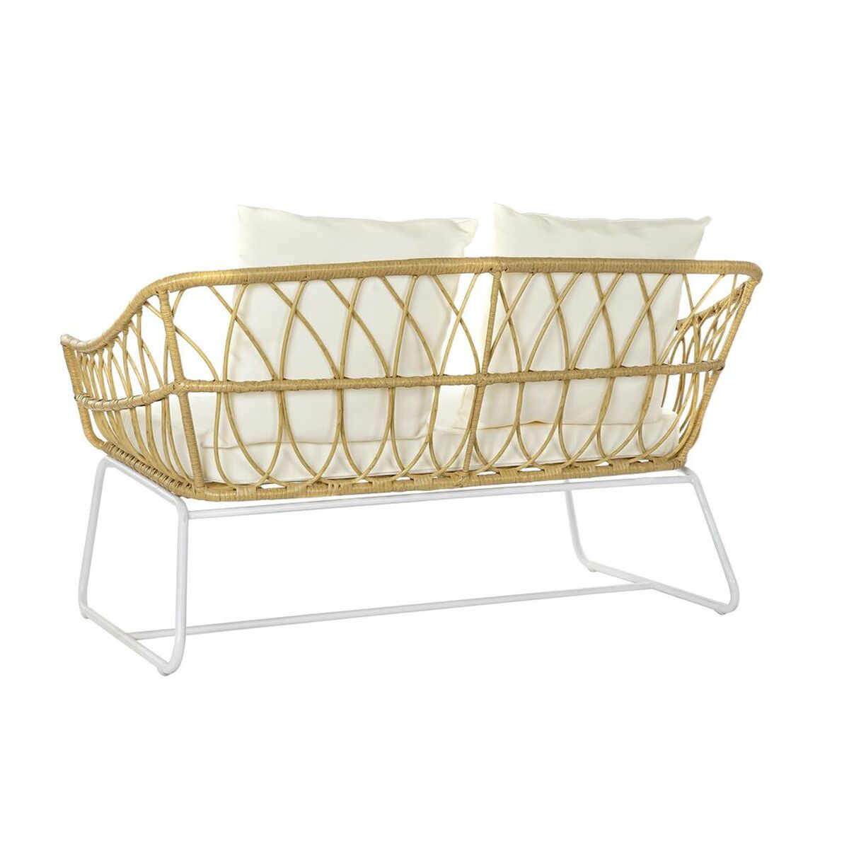 Trädgårdssoffa DKD Home Decor Vit Metall syntetisk rattan (132 x 58 x 80 cm) - 3
