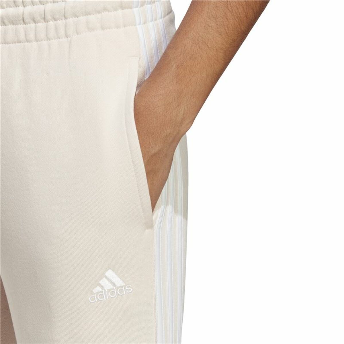 Långa träningsbyxor Adidas Essentials 3 Stripes Beige Kvinna - 5