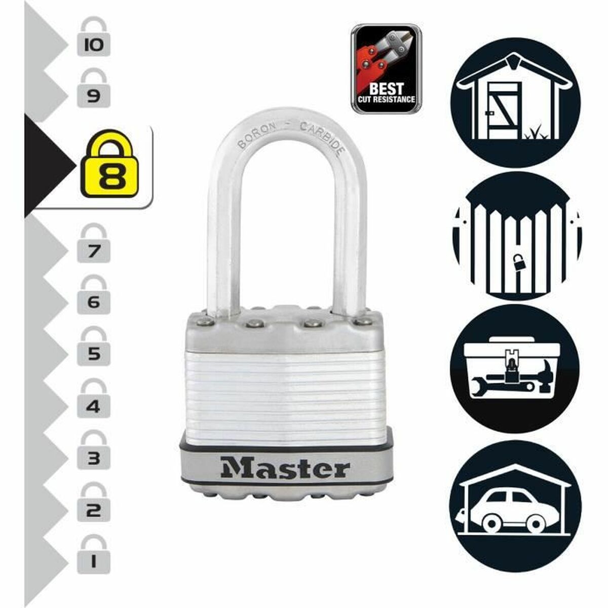 Hänglås med nyckel Master Lock Stål 50 mm - 4