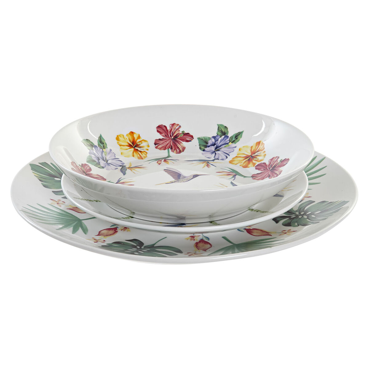 Servissats DKD Home Decor Vit Multicolour Porslin Tropiskt 18 Delar - 3