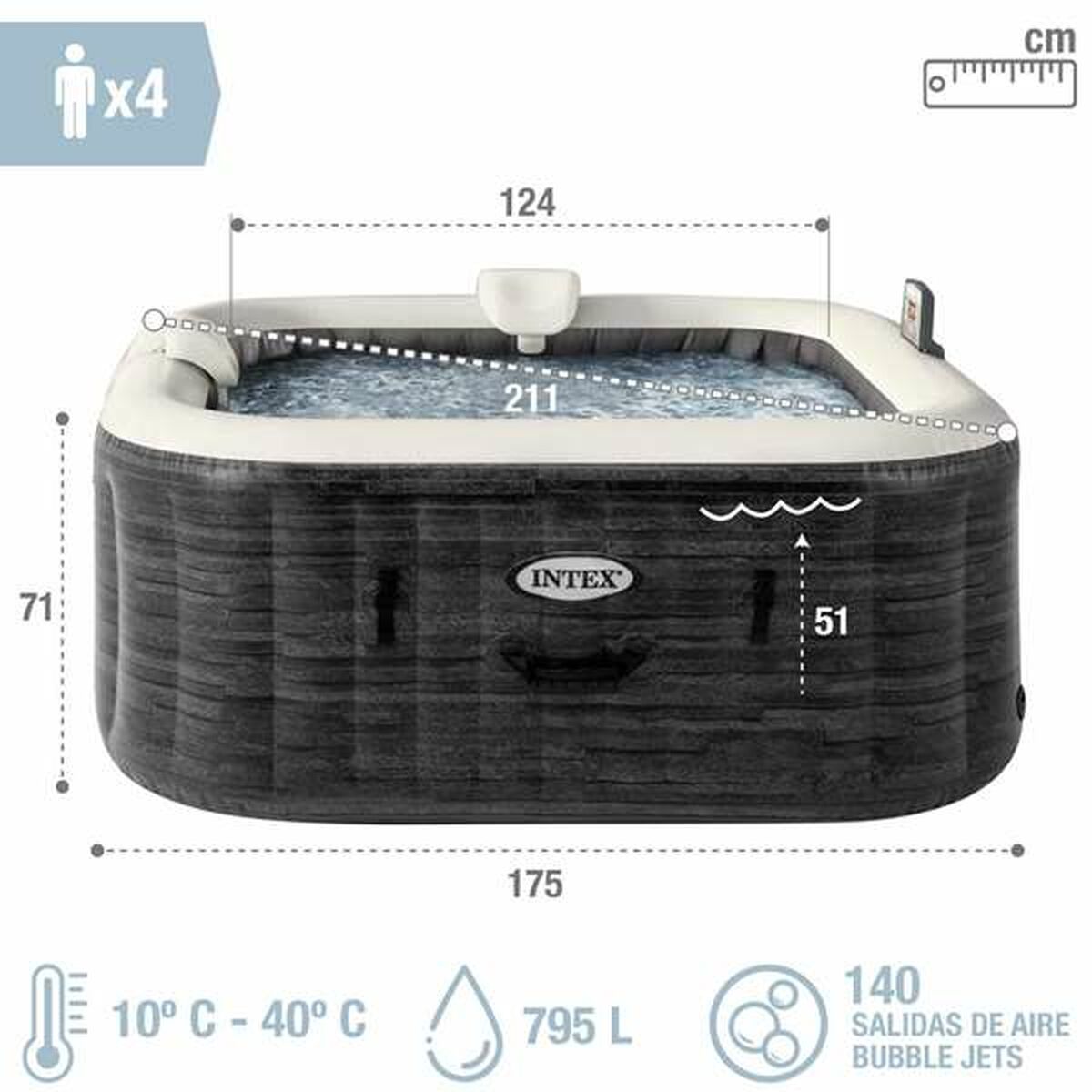 Uppblåsbart spa Colorbaby Purespa Burbujas Greystone Deluxe 795 L - 4