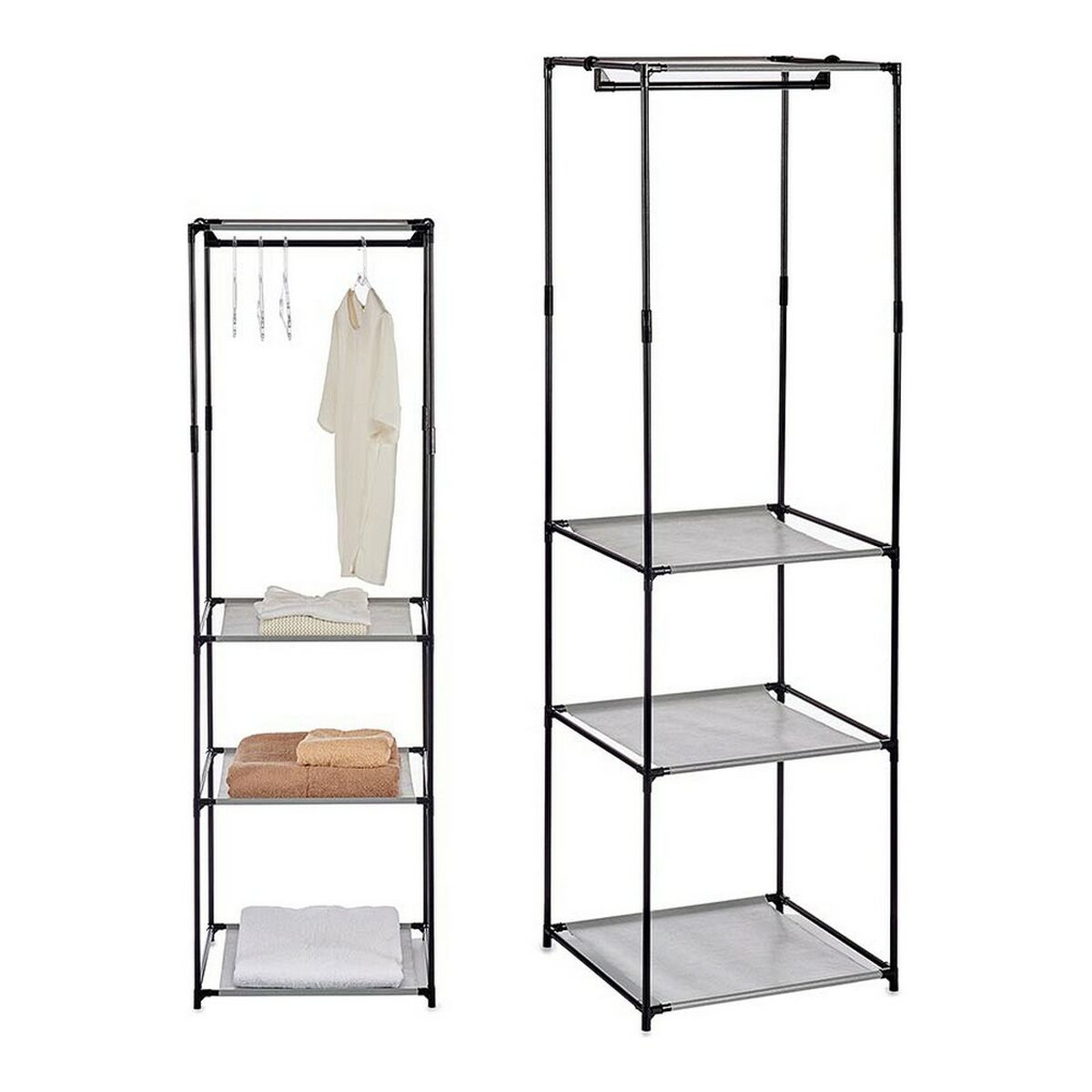 Garderob Kipit Svart Grå Tyg polypropen Järn Plast 43,5 x 160 x 50 cm - 2