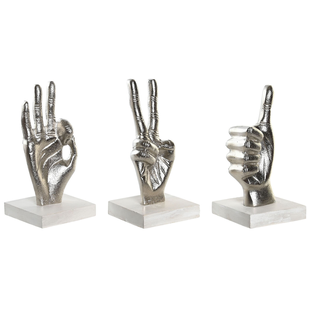 Prydnadsfigur DKD Home Decor Silvrig 10 x 10 x 20 cm (3 antal) - 2
