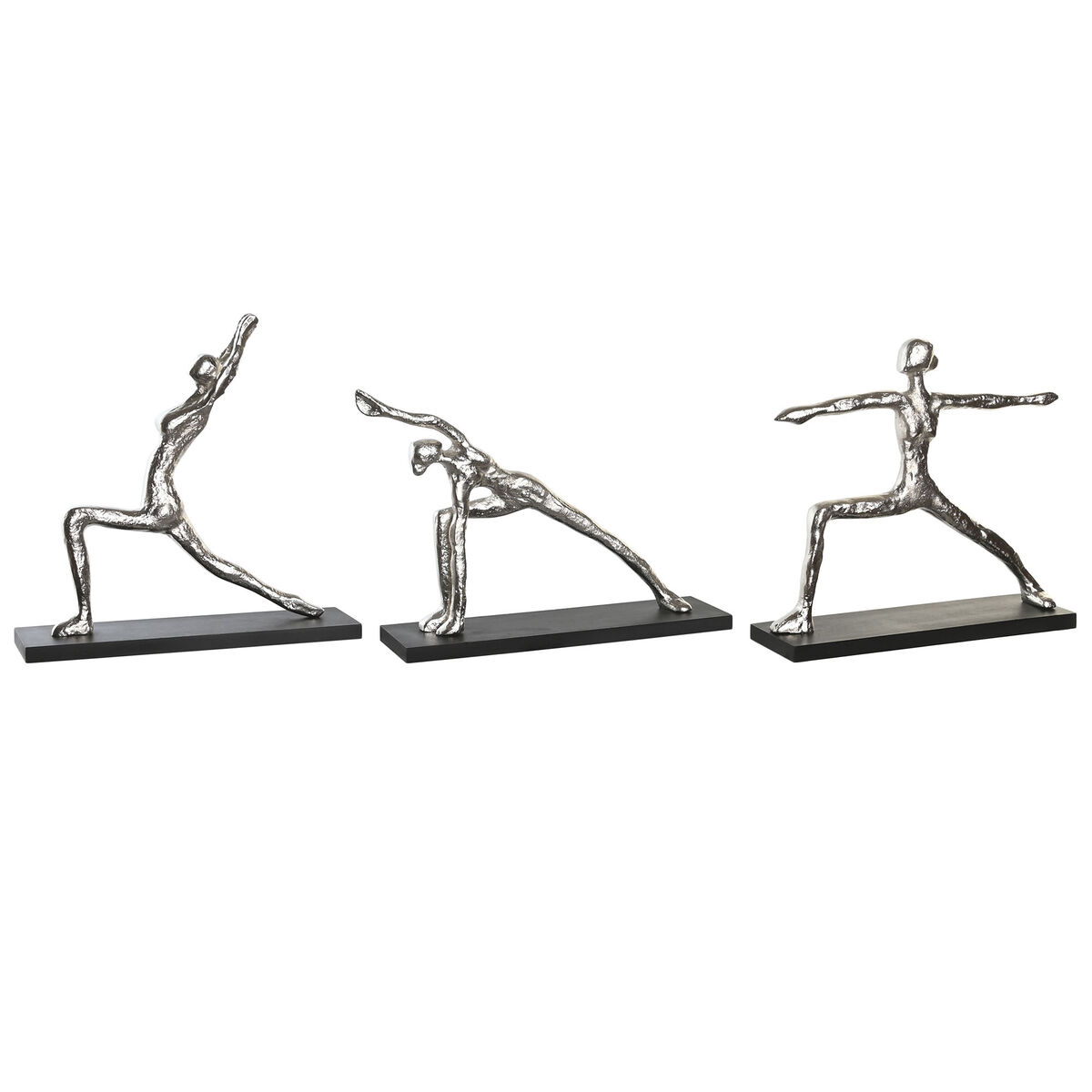 Prydnadsfigur DKD Home Decor 33 x 10 x 35 cm Silvrig Svart Indier Yoga (3 antal) - 3