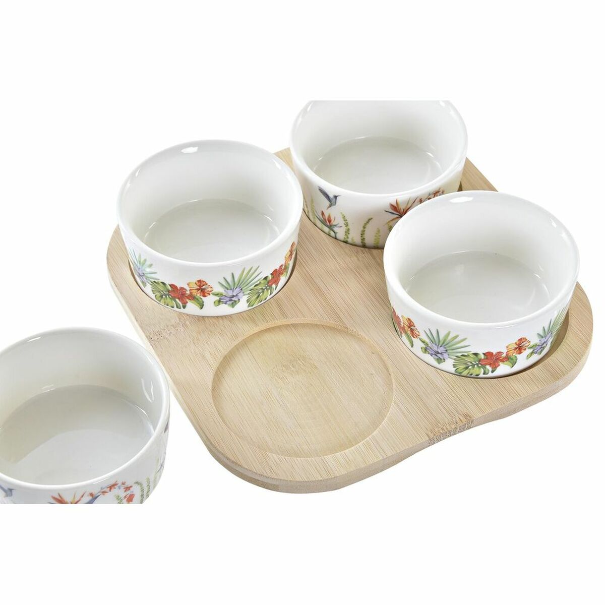 Tilltuggsset DKD Home Decor Multicolour Naturell Bambu Plast Stengods Tropiskt 19,7 x 19,7 x 1 cm (5 pcs) - 2
