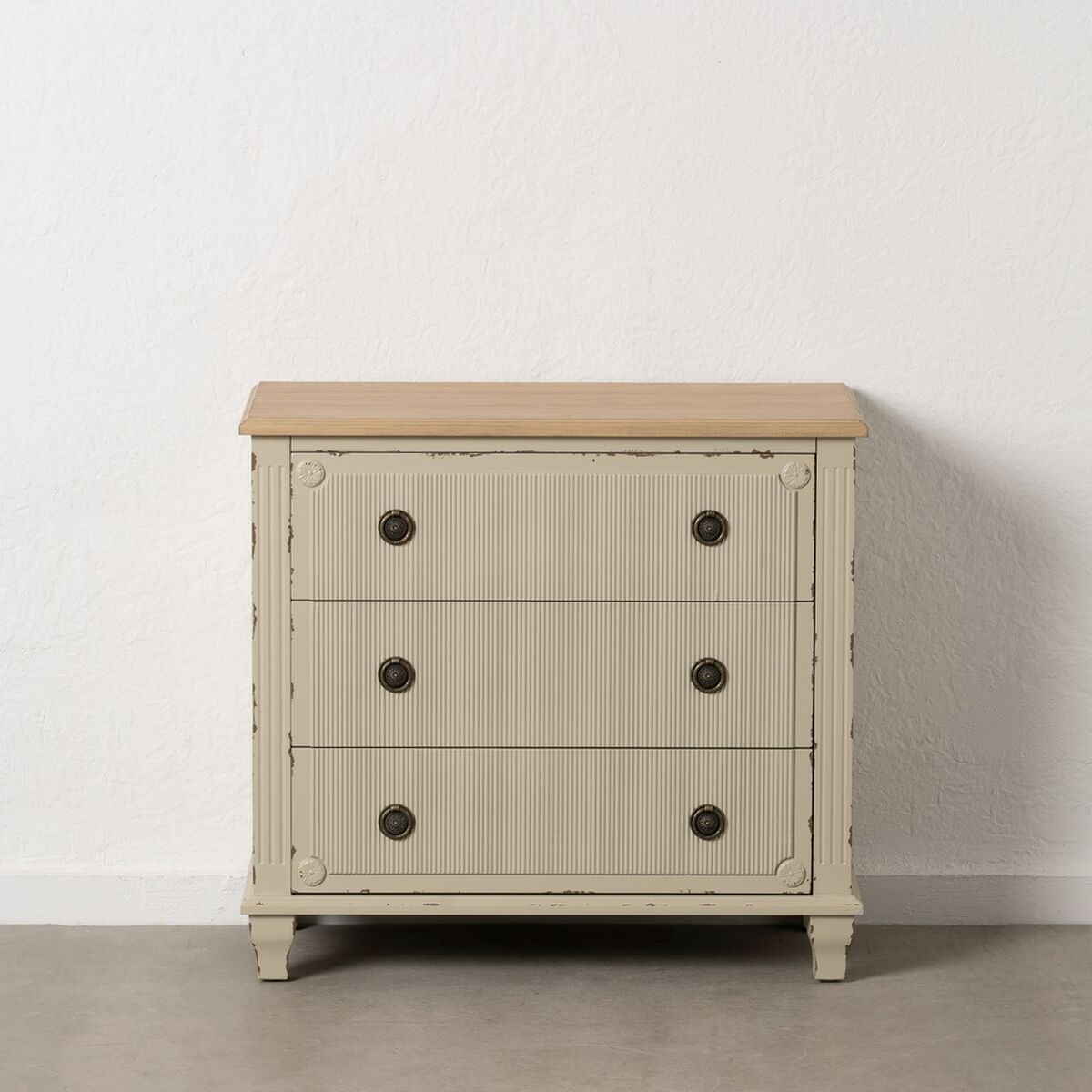 Byrå Kräm Naturell Granträ Trä MDF 80 x 38 x 73 cm - 2