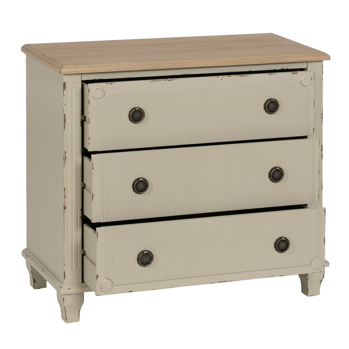 Byrå Kräm Naturell Granträ Trä MDF 80 x 38 x 73 cm - 3