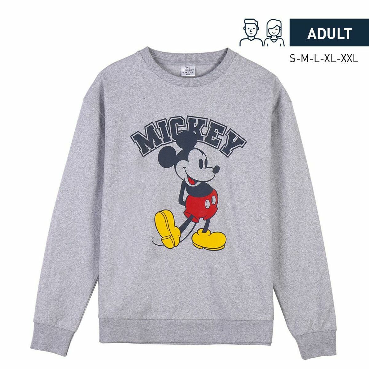 Tröja utan huva Unisex Mickey Mouse Grå - 6