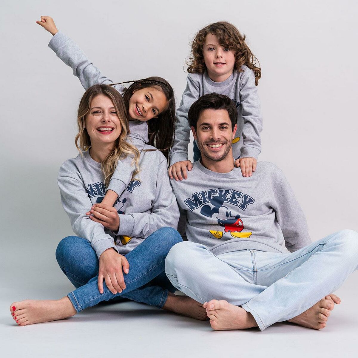 Tröja utan huva Unisex Mickey Mouse Grå - 3