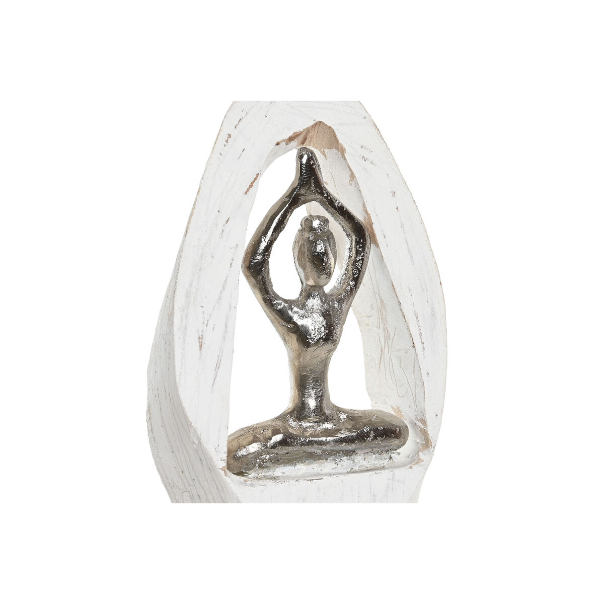 Prydnadsfigur DKD Home Decor 56 x 8 x 31 cm Brun Aluminium Vit Mangoträ Yoga - 2