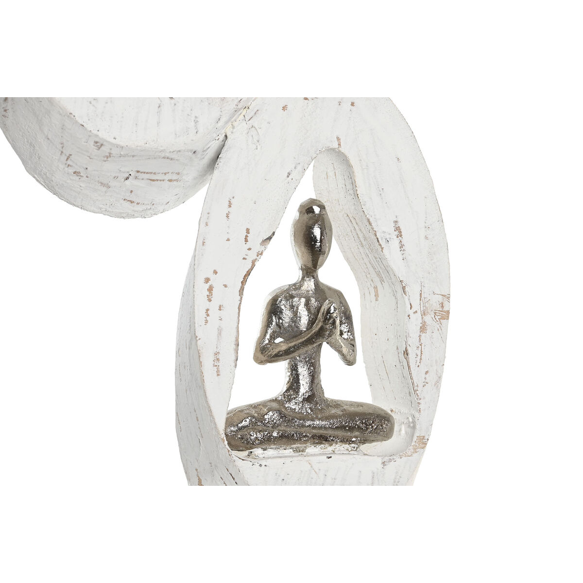 Prydnadsfigur DKD Home Decor 18 x 9 x 69 cm Brun Aluminium Vit Mangoträ Yoga - 2