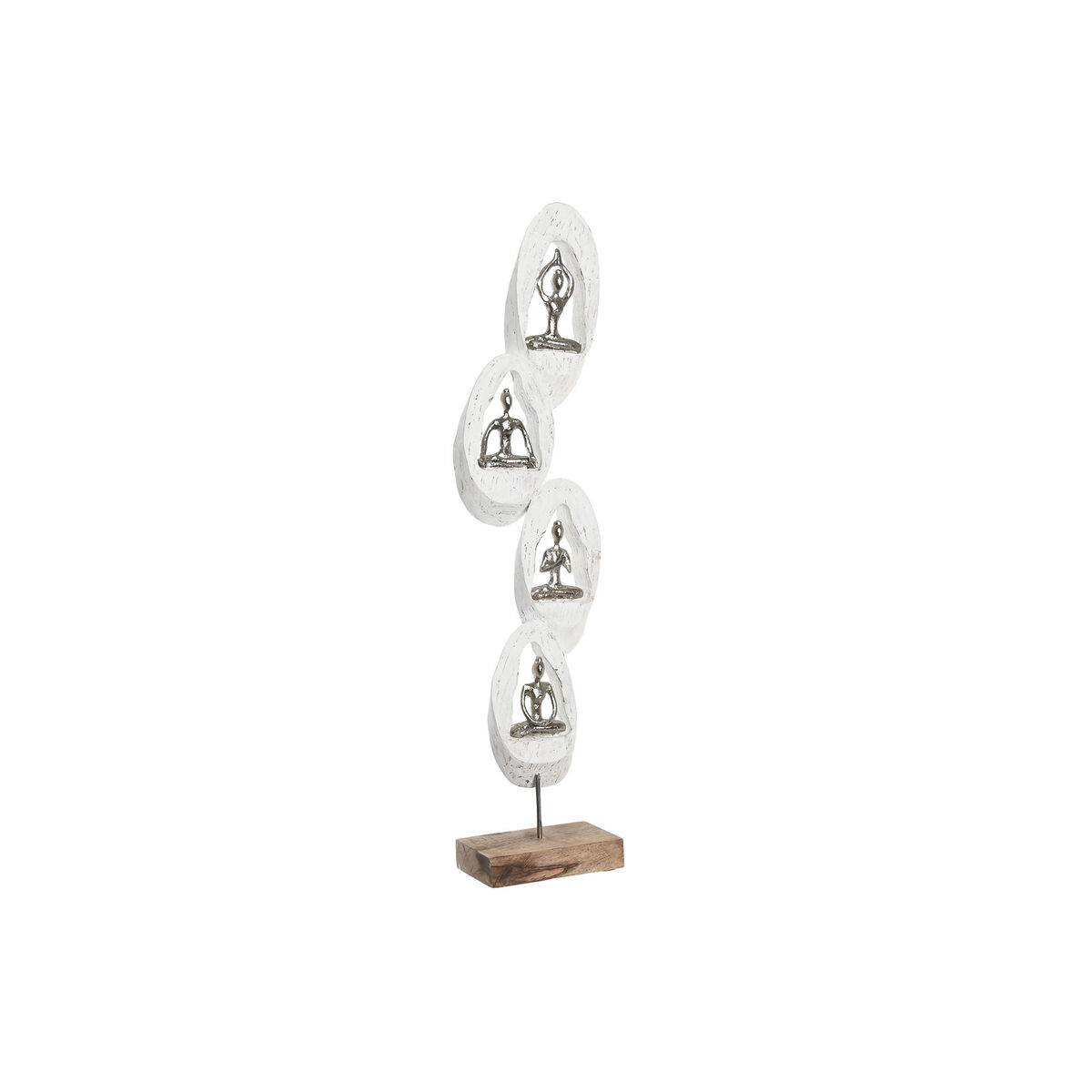 Prydnadsfigur DKD Home Decor 18 x 9 x 69 cm Brun Aluminium Vit Mangoträ Yoga