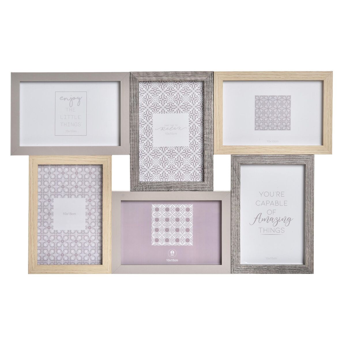 Fotoram DKD Home Decor Grå Naturell Trä Glas Klassiskt Boho 45 x 2 x 28 cm - 4