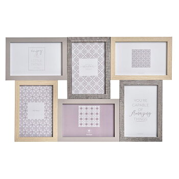 Fotoram DKD Home Decor Grå Naturell Trä Glas Klassiskt Boho 45 x 2 x 28 cm