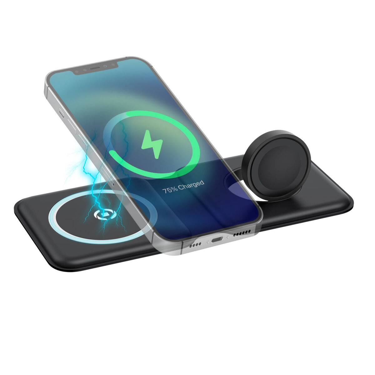 Trådlös laddare med mobilhållare Celly MAGFOLD2IN1BK Svart - 2