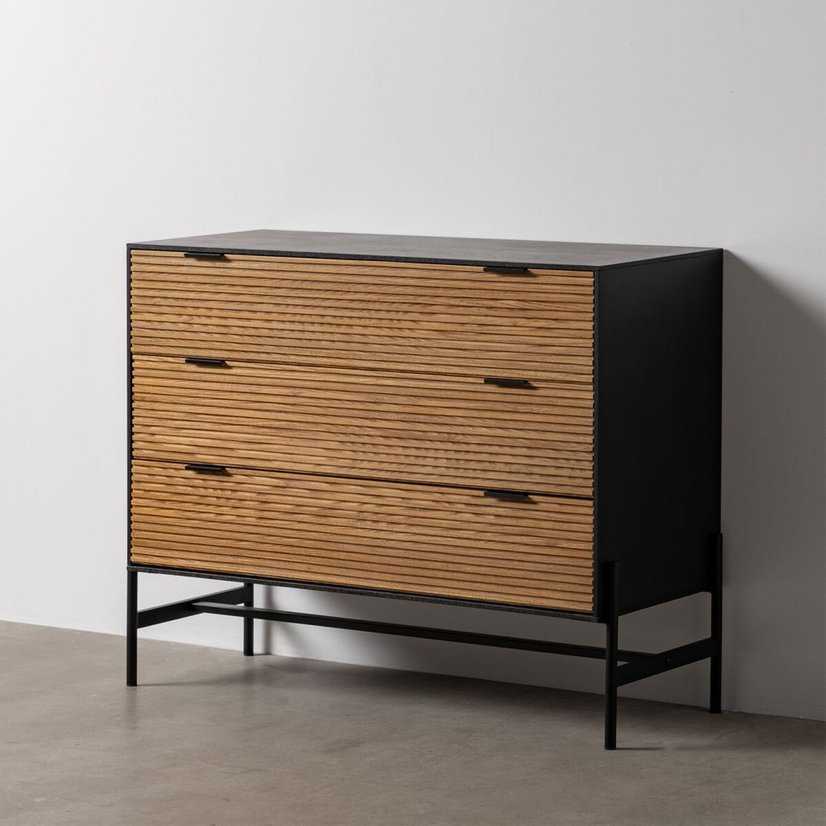 Byrå ORLEANS Svart Naturell Järn Trä MDF 104 x 40 x 81,5 cm - 2