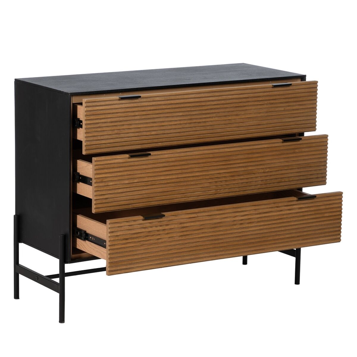 Byrå ORLEANS Svart Naturell Järn Trä MDF 104 x 40 x 81,5 cm - 3