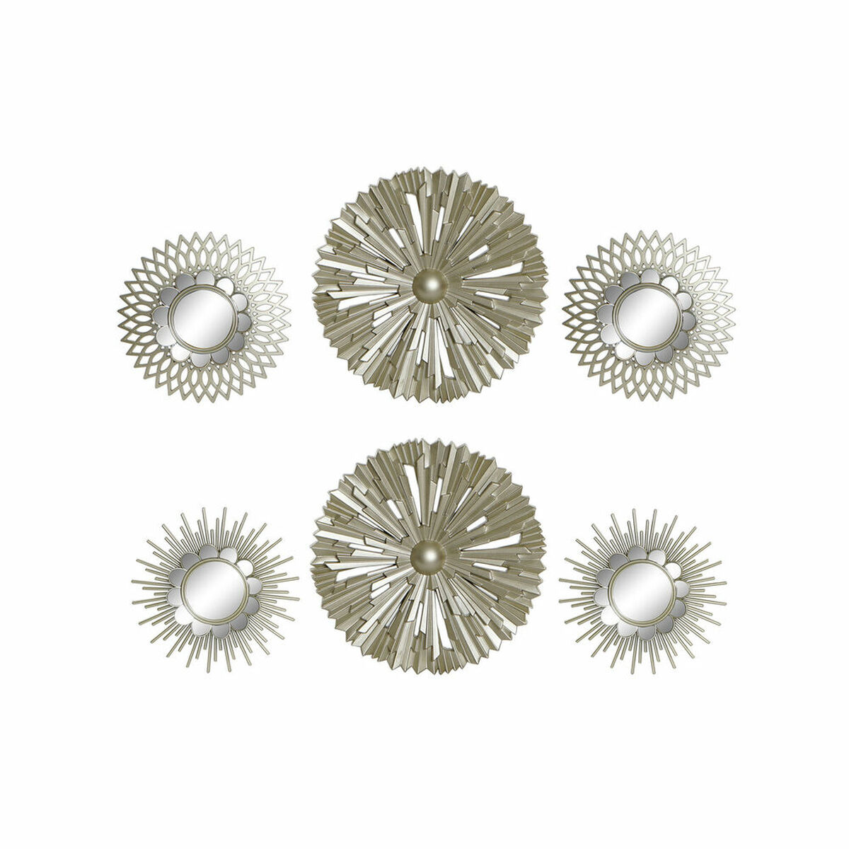 Spegelspel DKD Home Decor Vägg polypropen Gyllene Speglar (2 pcs) (35 x 3.5 x 35 cm)