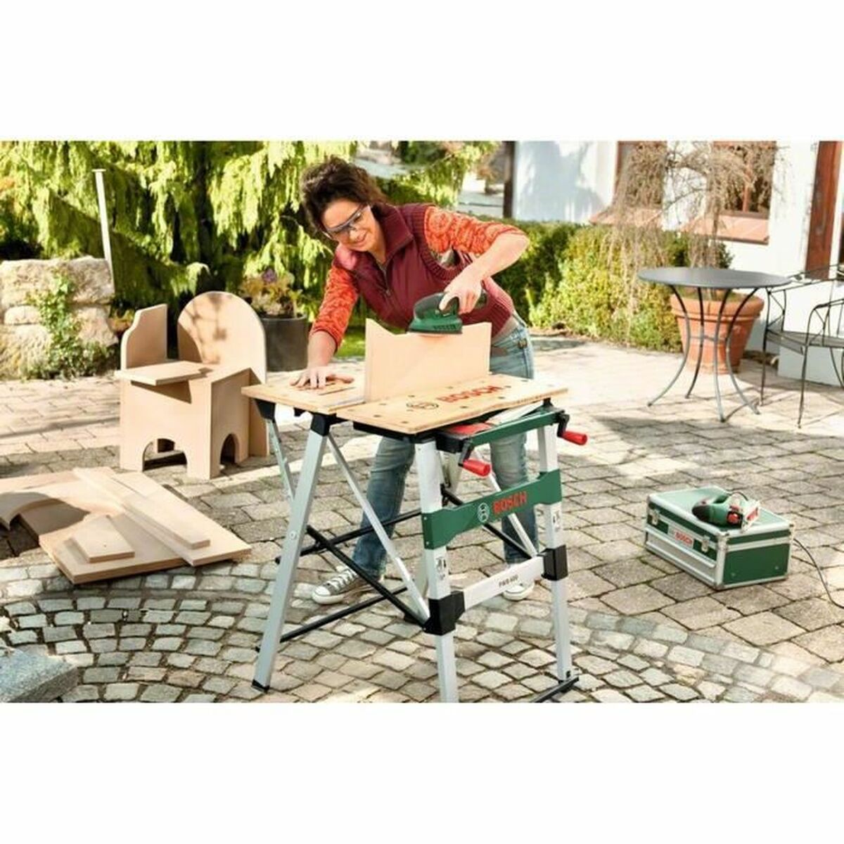 arbetsbänk BOSCH PWB 600 Hopfällbar 64 x 84 cm - 2