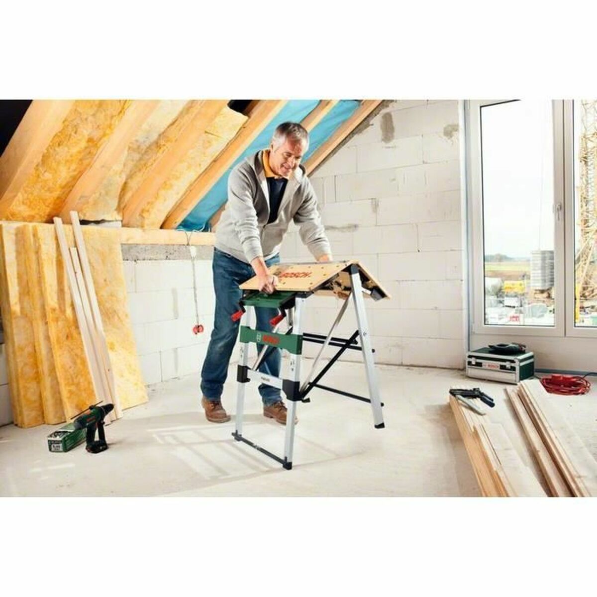 arbetsbänk BOSCH PWB 600 Hopfällbar 64 x 84 cm - 4