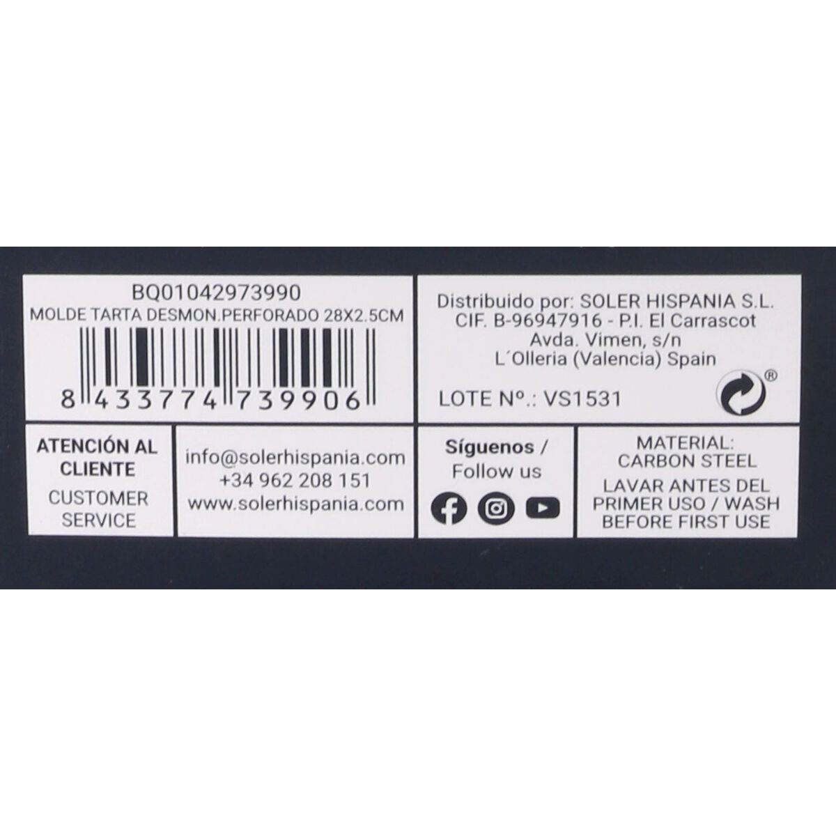 Kakform Quttin 28 x 3 cm Borrad Avtagbar (12 antal) - 9