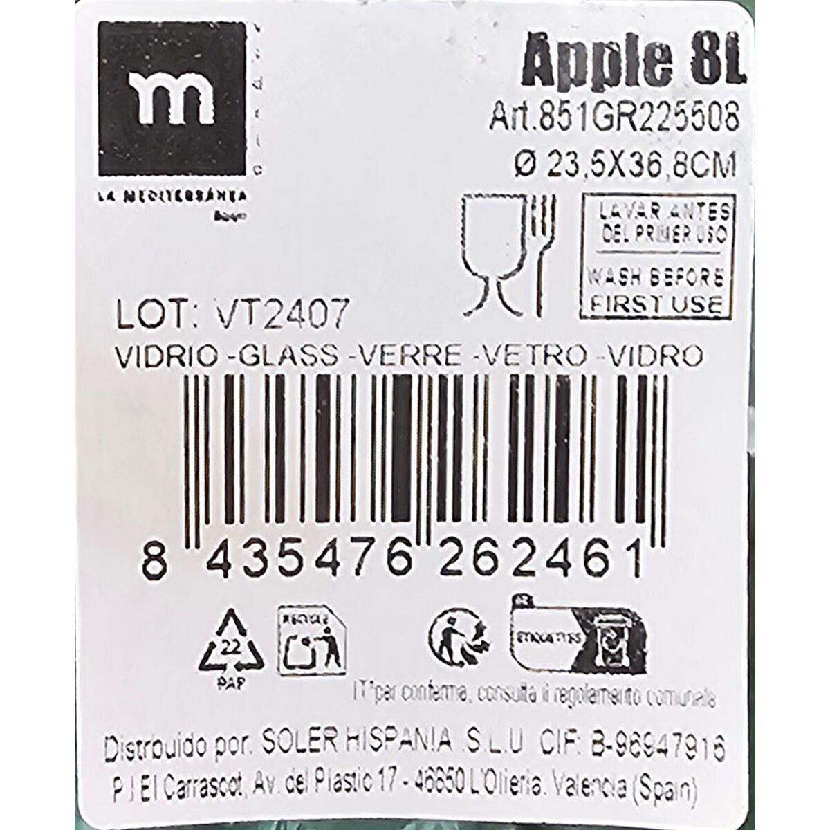 Dekorativ karaff La Mediterránea Apple Glas (2 antal) - 5