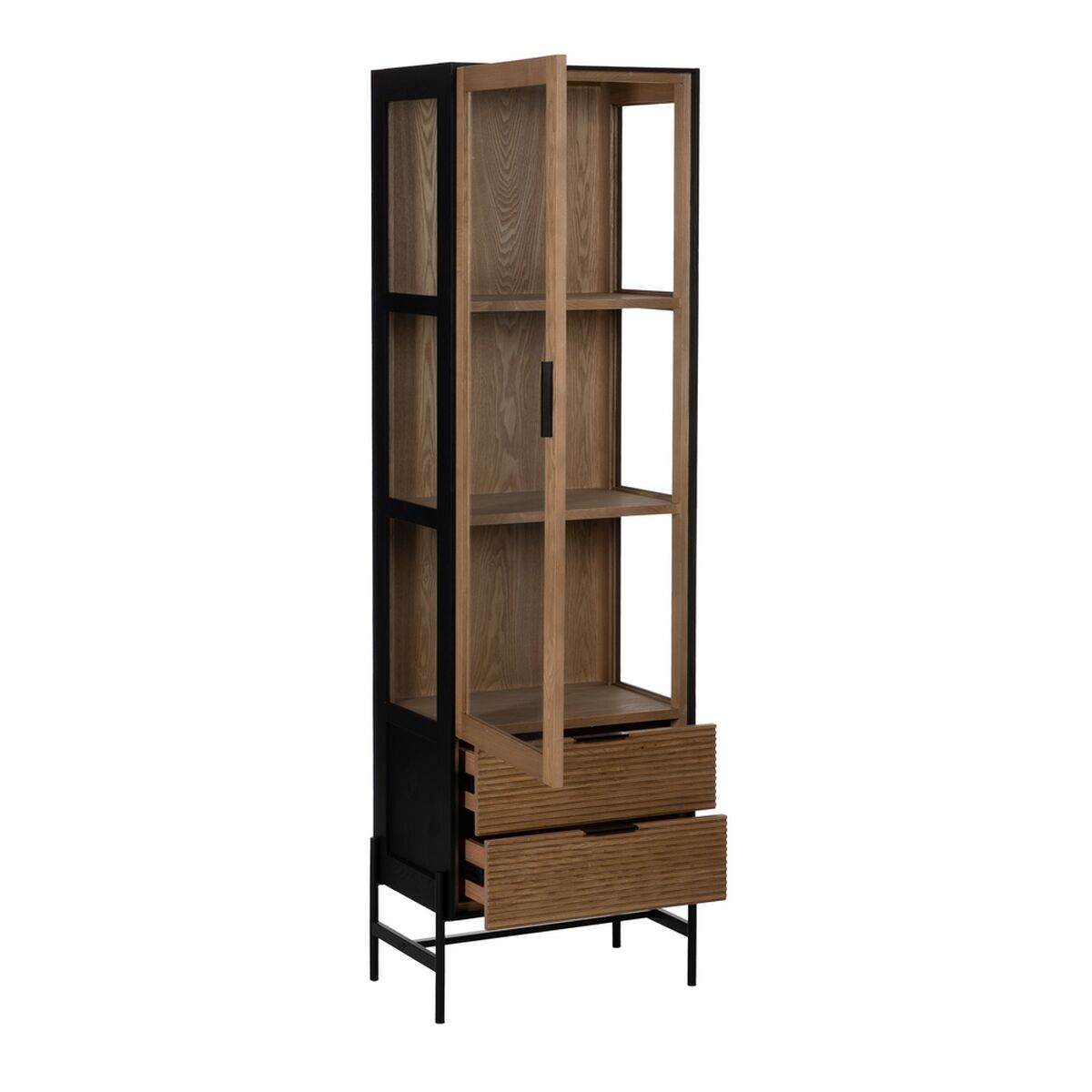 Visningsställ ORLEANS Svart Naturell Glas Järn Trä MDF 61 x 40 x 196 cm - 3