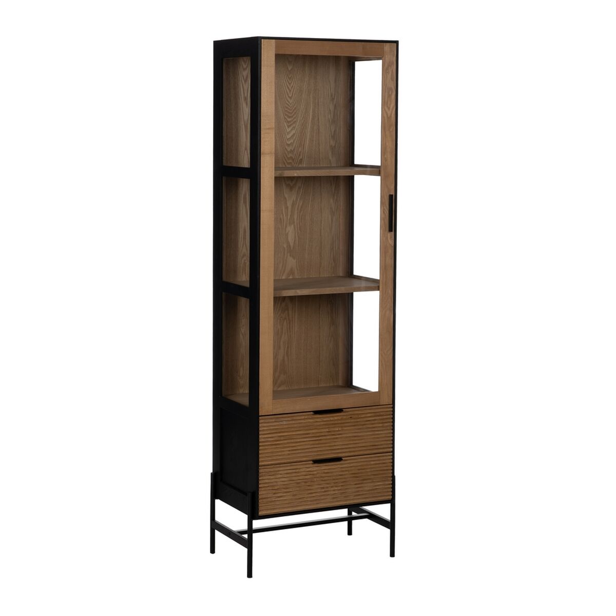 Visningsställ ORLEANS Svart Naturell Glas Järn Trä MDF 61 x 40 x 196 cm