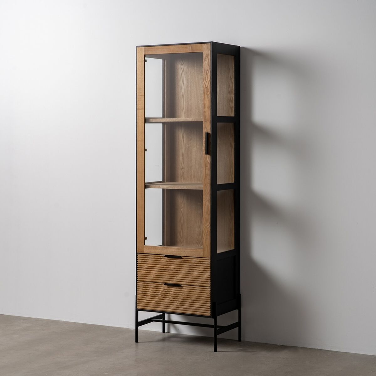 Visningsställ ORLEANS Svart Naturell Glas Järn Trä MDF 61 x 40 x 196 cm - 2