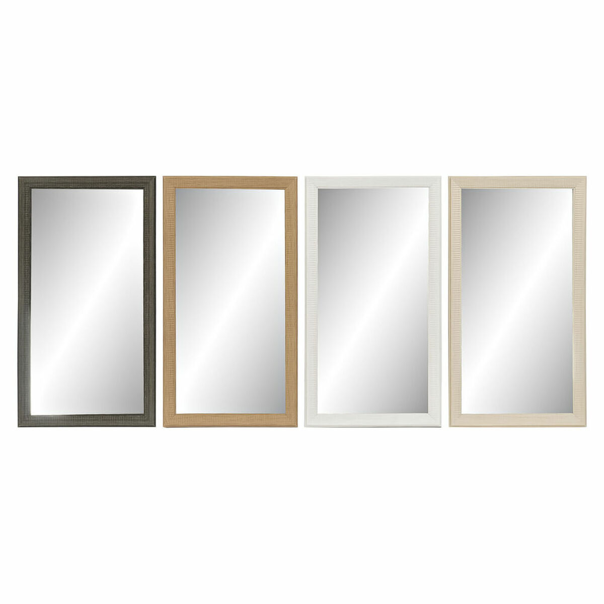 Väggspegel DKD Home Decor Glas Naturell Brun Vit Mörkgrå PS 4 antal (36 x 2 x 66 cm)