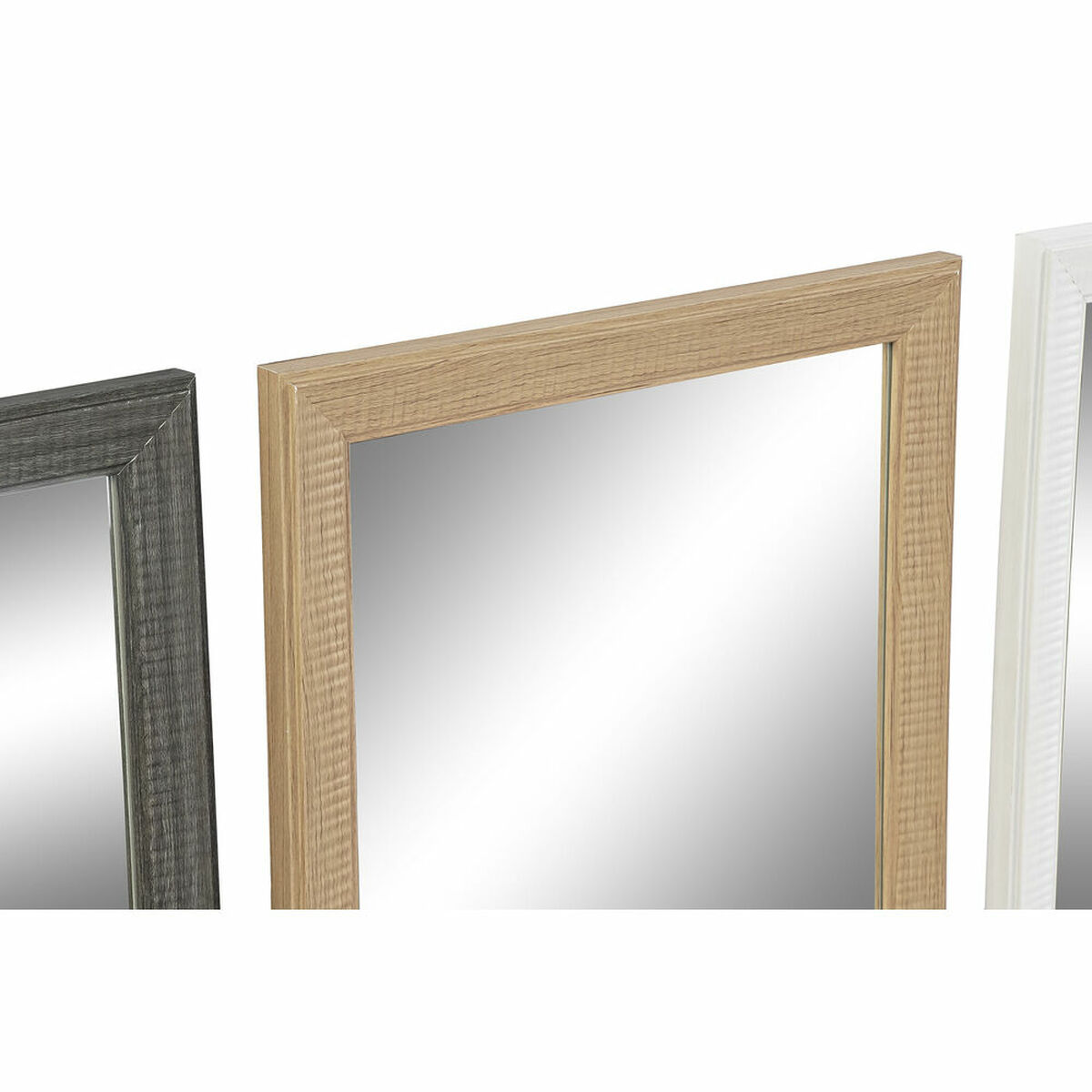 Väggspegel DKD Home Decor Glas Naturell Brun Vit Mörkgrå PS 4 antal (36 x 2 x 66 cm) - 3