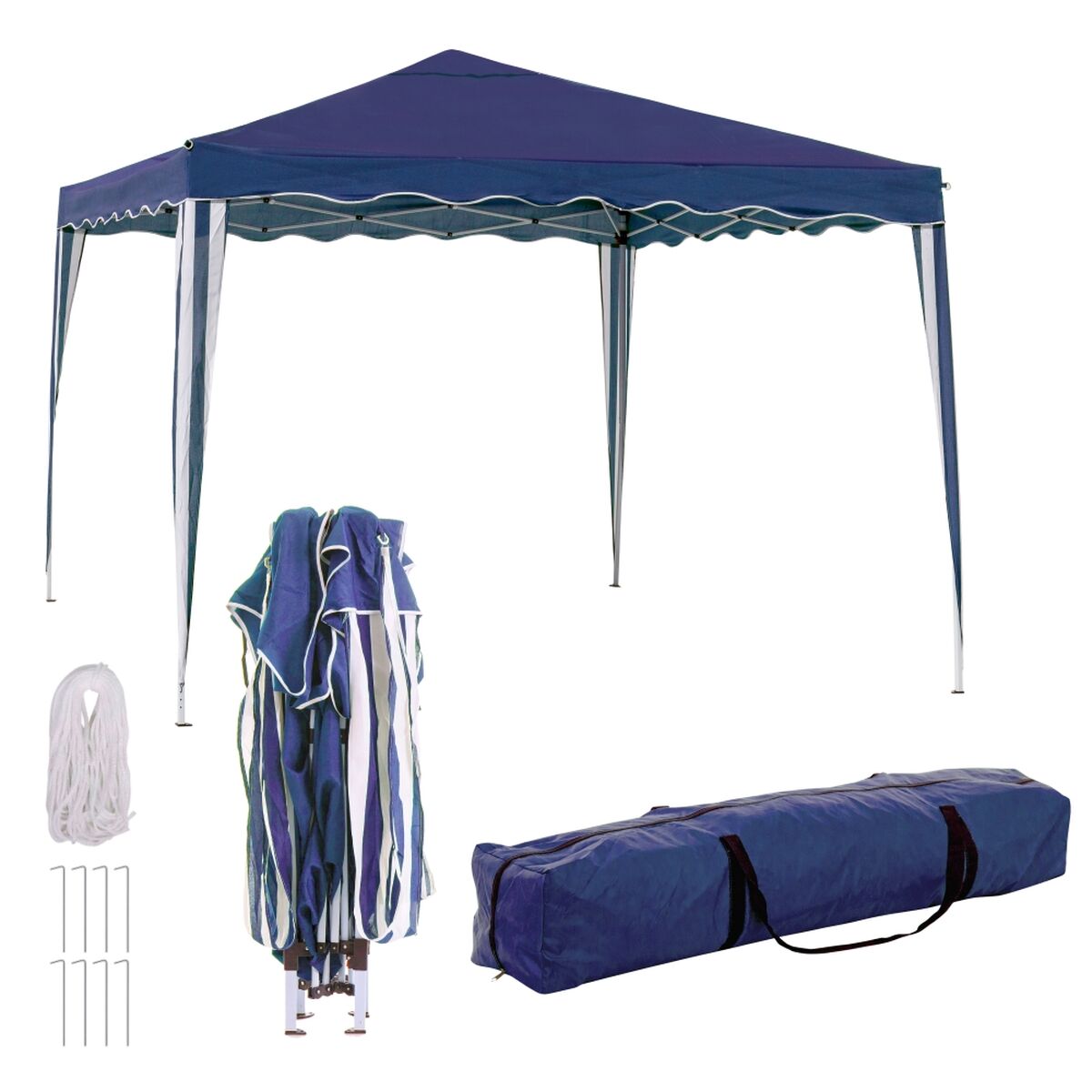 Pergola Gazebo Stål 300 x 300 x 250 cm Blå - 2
