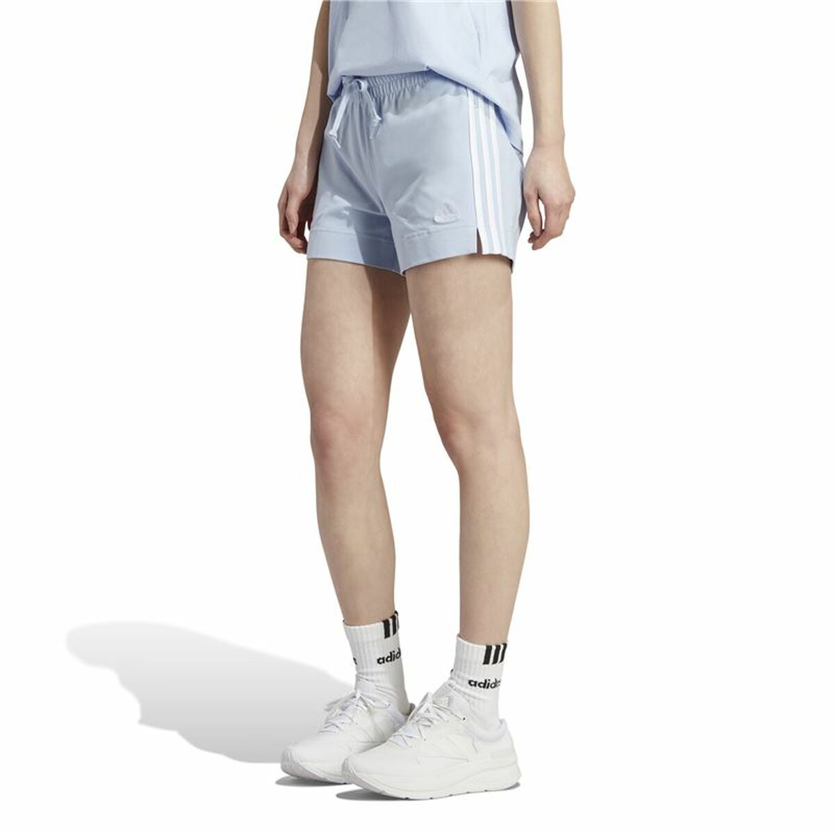 Sportshorts för kvinnor Adidas 3 Stripes Sj Ljusblå - 3