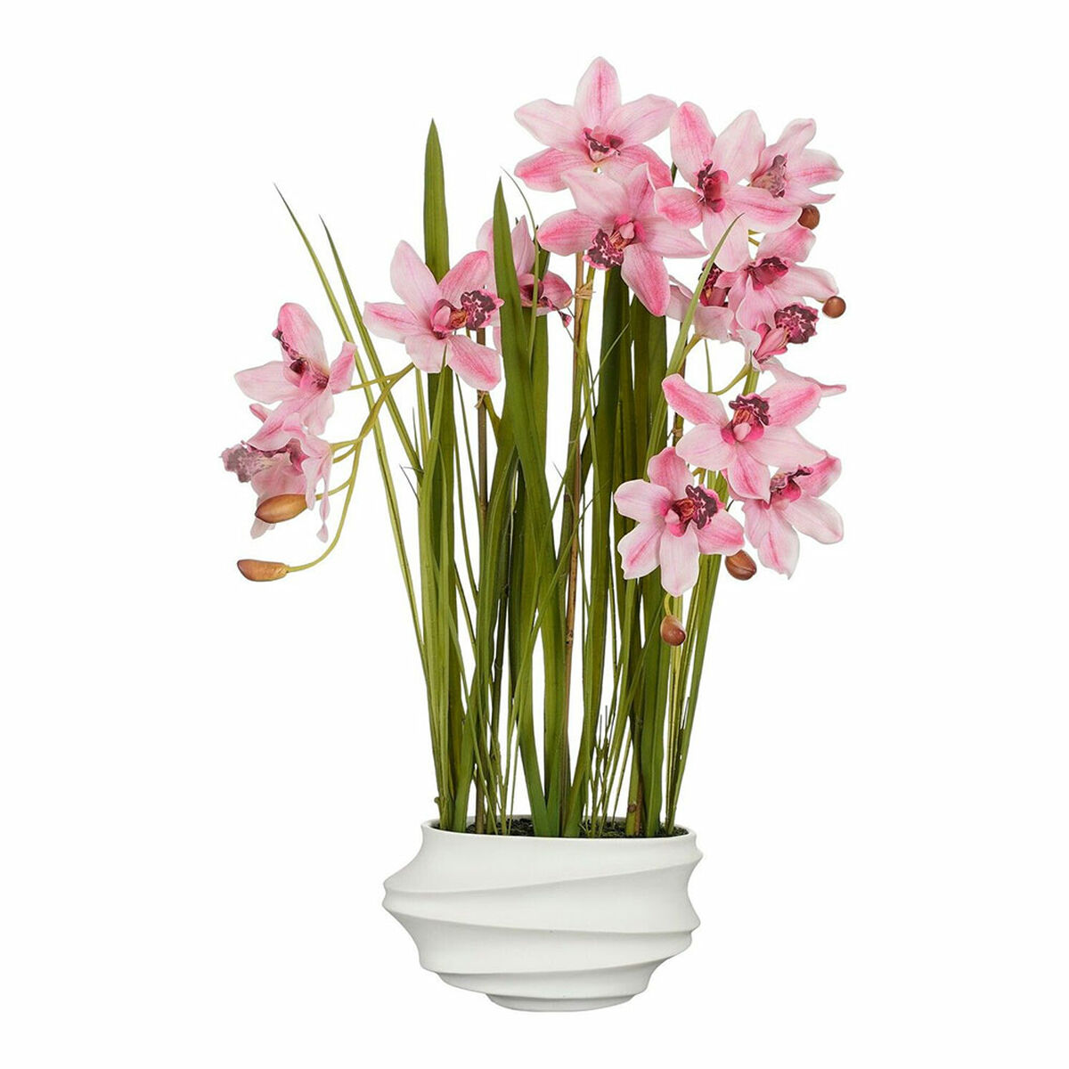 Dekorativ växt Mica Decorations Cymbidium Polyester Orkidé 81 x 49 x 40 cm Konstgjord