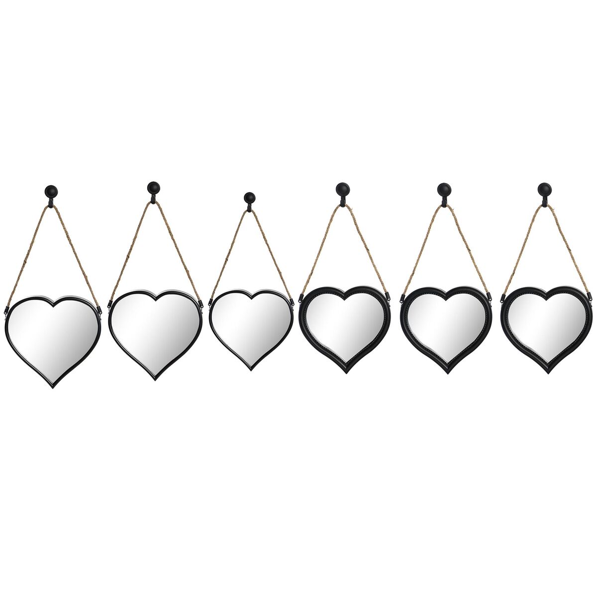 Spegelspel DKD Home Decor Speglar Hjärta Svart PP 2 antal (27 x 3 x 27 cm)